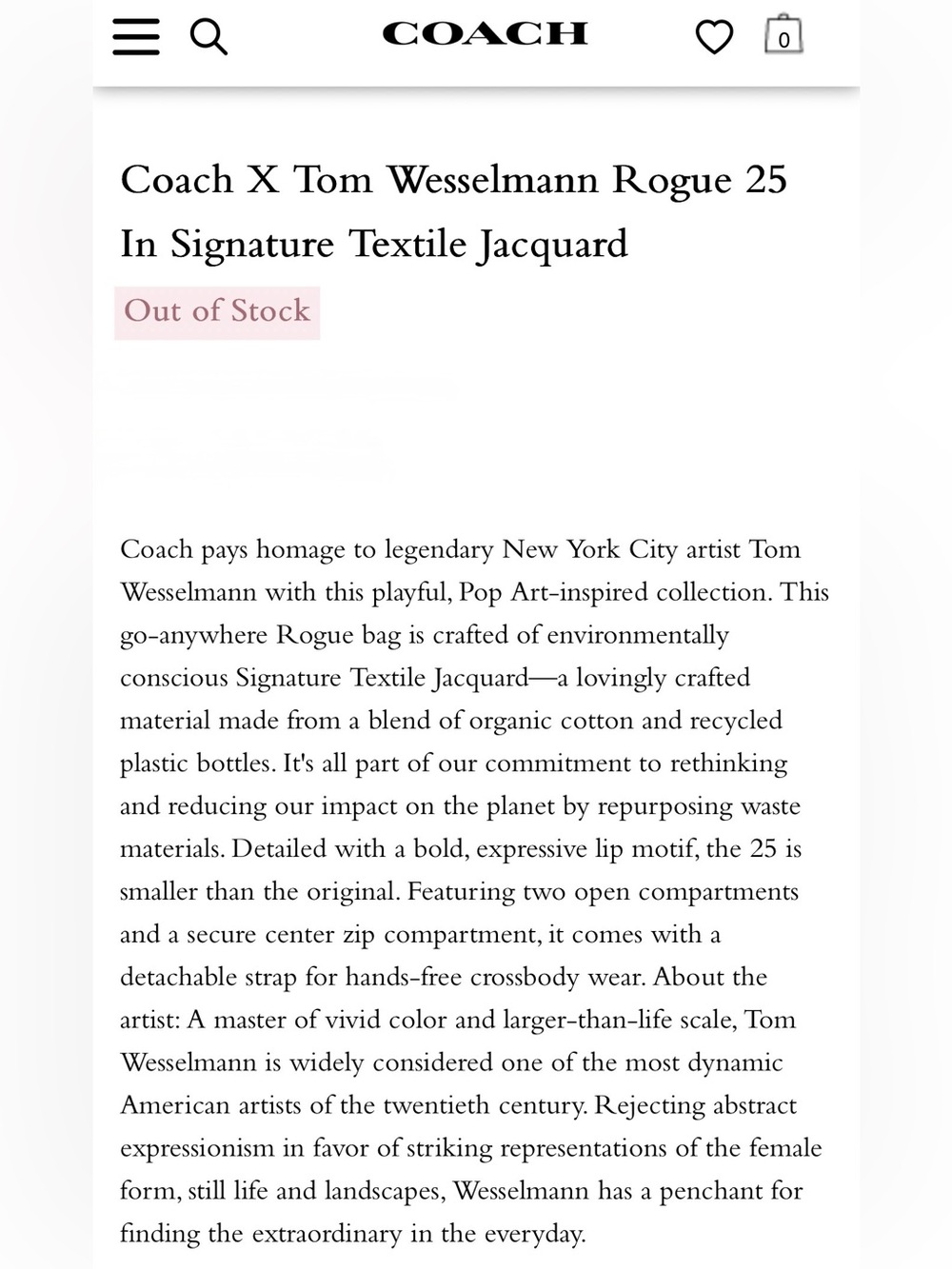 Coach x Tom Wesselman Limited Edition Rogue Bag - Picture 4 of 4